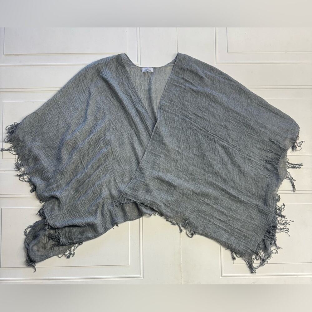 Nicole Miller New York Gray Fringe Shawl Wrap Lightweight One Size